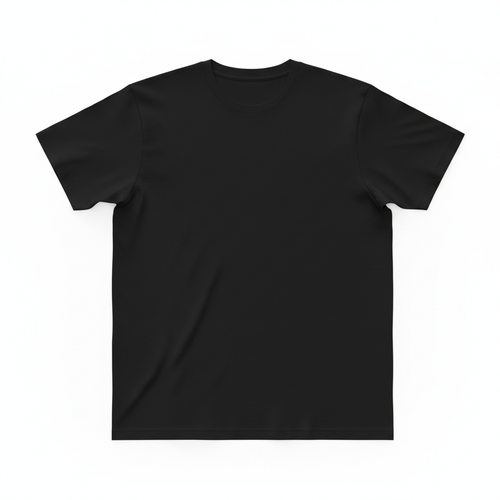 Plain black t-shirt on white background