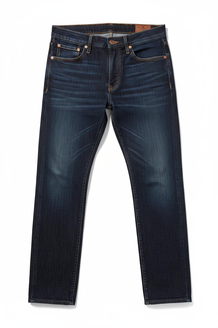 Classic dark indigo denim jean trousers product photo